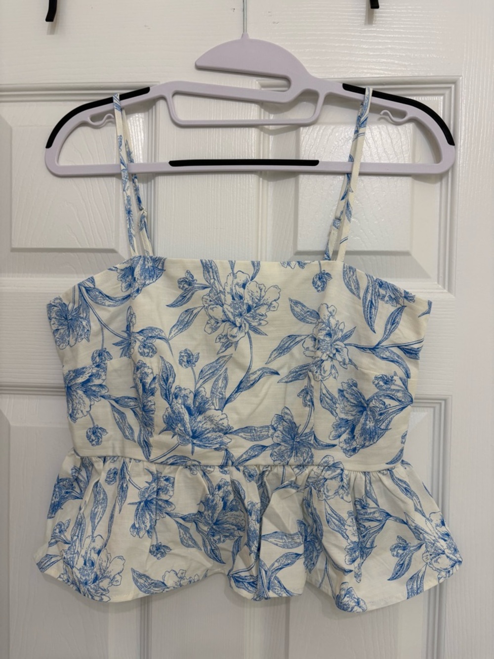 A New Day NWT Blue Floral Peplum Crop Top XS